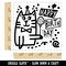 Happy Birthday Cat with Hat and Balloon Square Rubber Stamp for Stamping Crafting